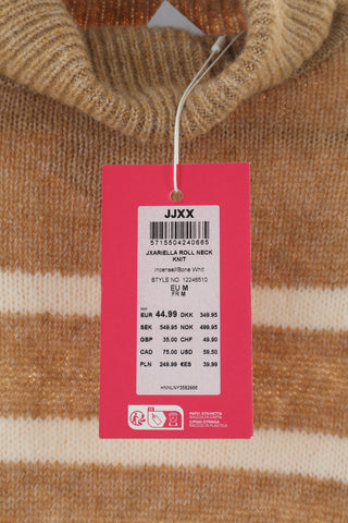 Sweter golf beżowy paski