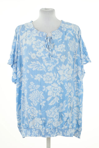 Blaue Bluse mit Blumenmuster