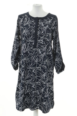 Navy blue dress with pattern