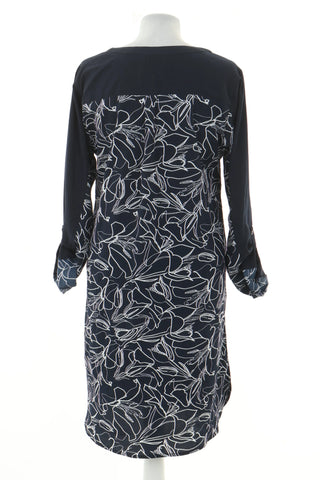 Navy blue dress with pattern