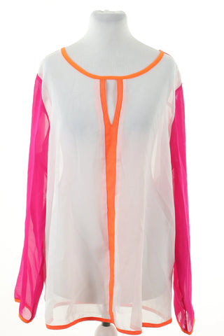 Weiß-rosa Bluse
