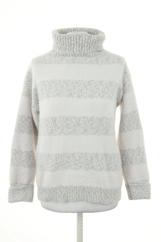 Sweter golf biały paski