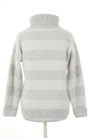 Sweter golf biały paski