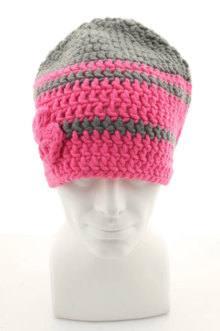 Czapka różowo szara