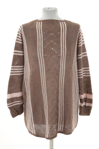 Sweter brązowy paski