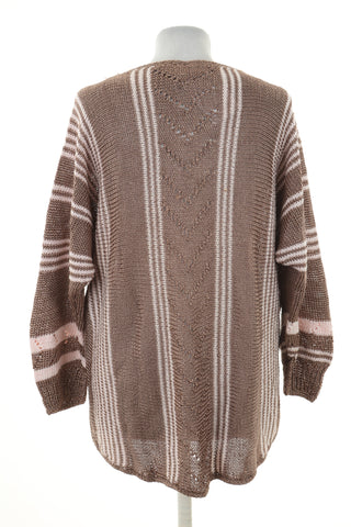 Sweter brązowy paski