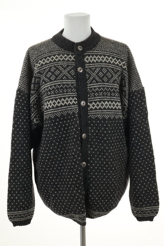 Sweter szary wzorek wełna