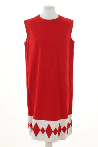 Red linen dress