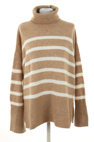 Sweter golf beżowy paski