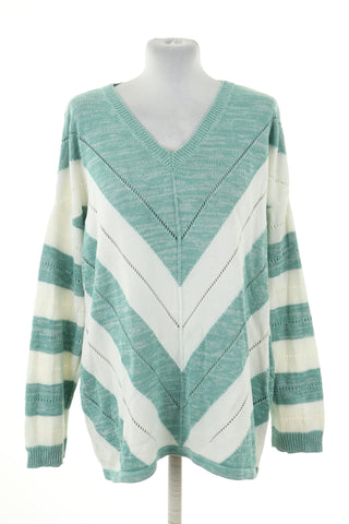 Sweter biało zielony