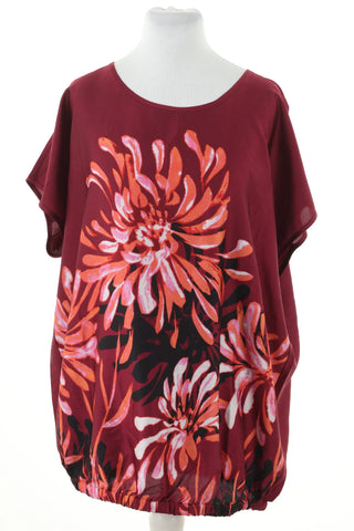 Dunkelrote Bluse mit Blumenmuster