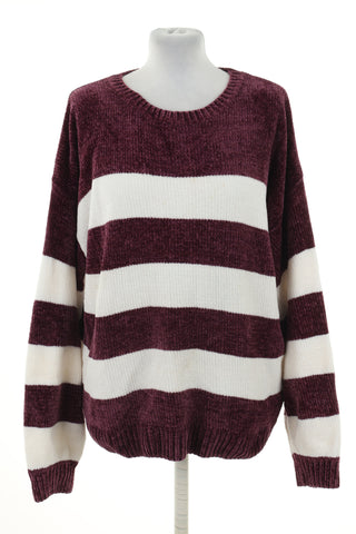 Sweter bordowo biały