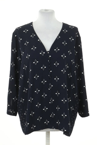 Navy blue blouse with flowers