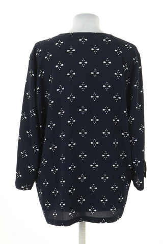 Navy blue blouse with flowers