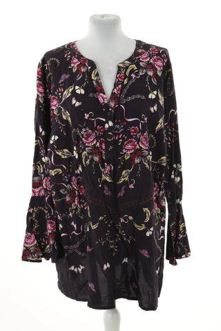 Bluzka czarna kwiaty