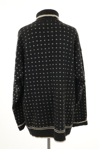 Sweter szary wzorek wełna