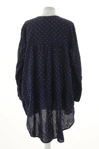 Navy blue dress with pattern