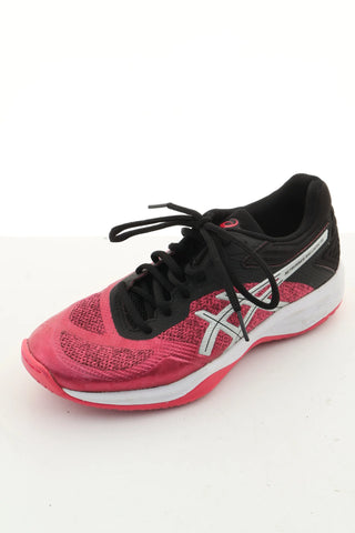 Pink and black shoes