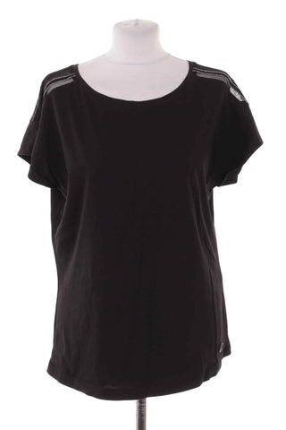 Czarny T-shirt Damski z Ozdobna Siateczka