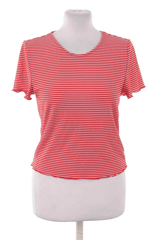 T-shirt dopasowany w paski - Czerwono-biały