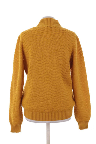 Sweter damski z golfem we wzory - Żółty  10% wełna