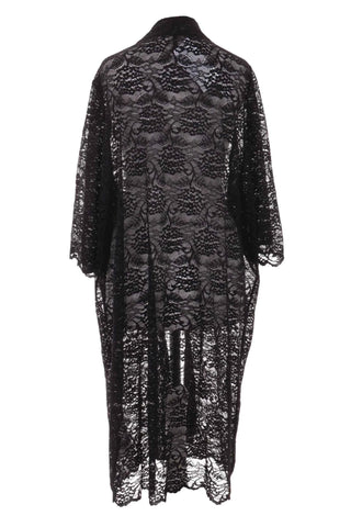 Narzutka koronkowa boho w kwiaty - Czarna