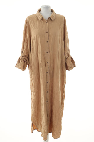 Sukienka beżowa 55% len