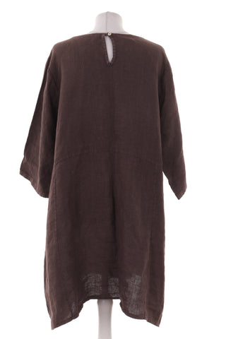 Sukienka brązowa 100% len