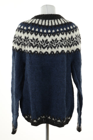 Sweter granatowy wzorek wełna