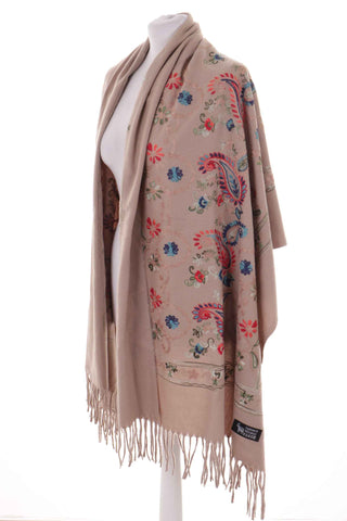 Embroidered scarf, 100% CASHMERE