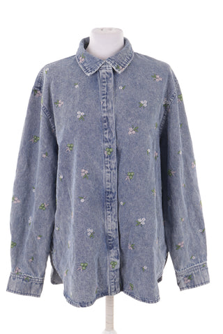 Bluzka jeans haftowana