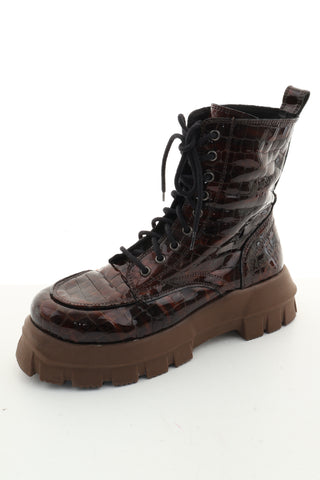 Buty brązowe skóra lakierowana