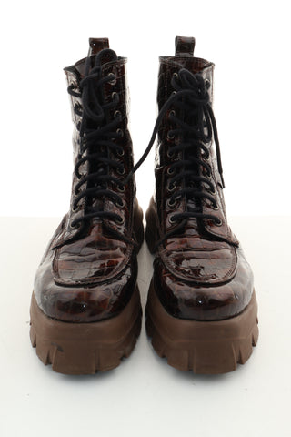 Buty brązowe skóra lakierowana