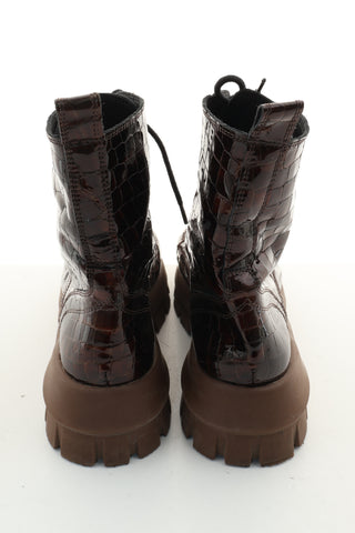 Buty brązowe skóra lakierowana