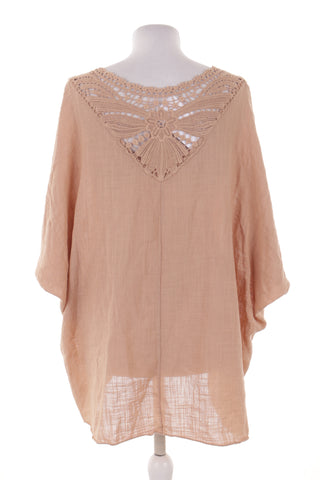 Beigefarbene Bluse, 30 % Leinen