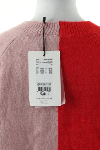 Sweter czerwono różowy