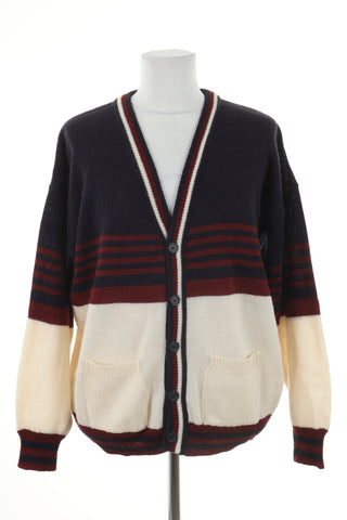 Sweter granatowo kremowy