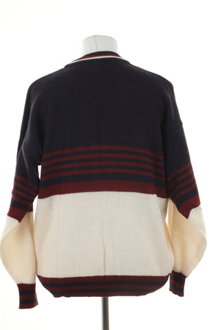 Sweter granatowo kremowy