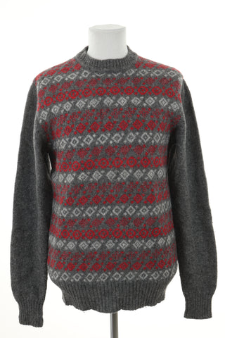 Sweter szary wzorek wełna