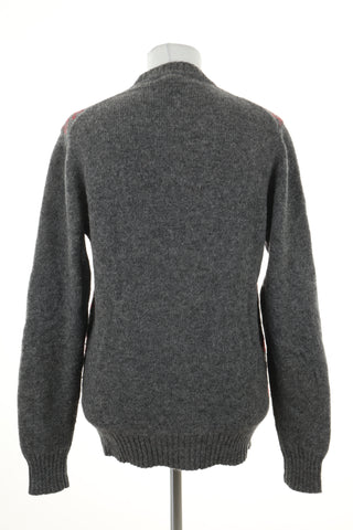 Sweter szary wzorek wełna