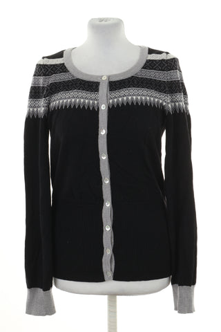 Sweter czarny wzorek wełna