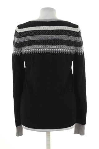 Sweter czarny wzorek wełna