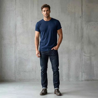 Men's Premium Navy Blue Crew Neck T-Shirt