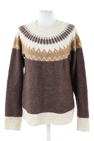Sweter beżowo-brązowy wzorek