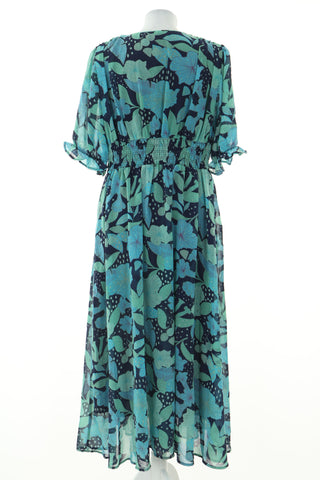 Sukienka niebiesko-zielona wzorek