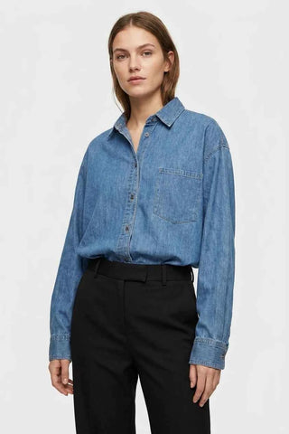 Damska niebieska koszula jeansowa oversize