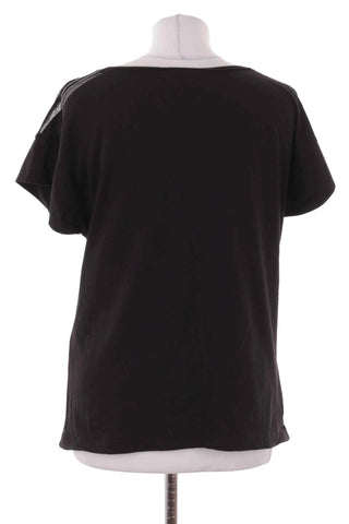 Czarny T-shirt Damski z Ozdobna Siateczka
