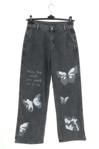 Spodnie szare jeans wzorek - fajneciuchy24.pl